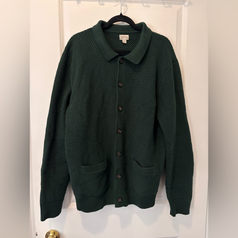 J. Crew Forest Green Cotton cardigan sweater-polo in - XL